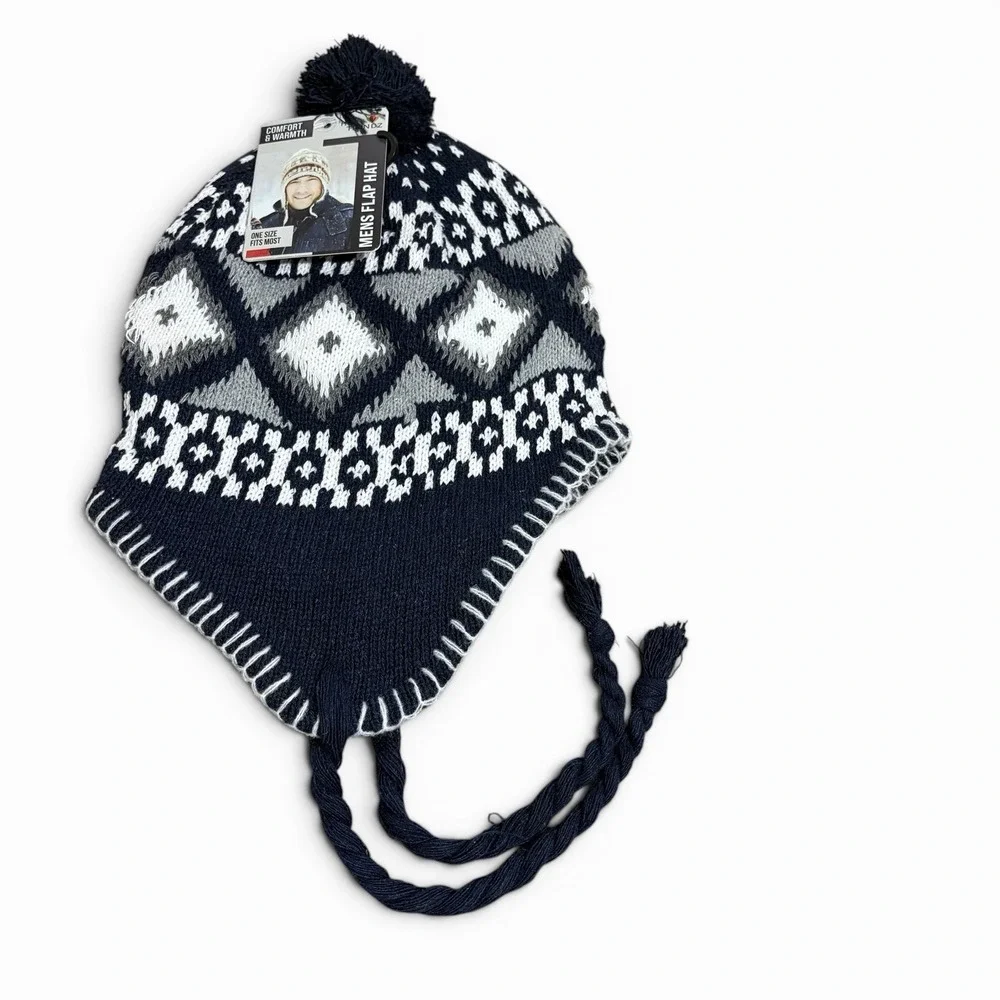 NEW! Men's‎ Navy Insulated Flap Hat by Heat Trendz, One Size Fits Most Nordic